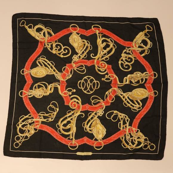 HERMES Carre 90 Scarf Silk Black Auth ar9939 - Picture 8 of 8